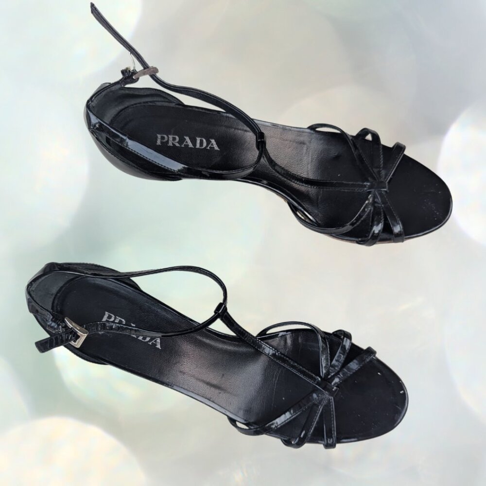 Prada Kitten Heels - Black Patent Leather